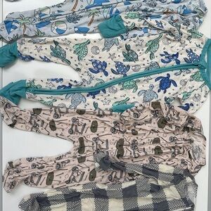 Lot of 4 Caden Lane Kids Pajamas - 3 with feet and 1 convertible.